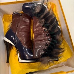Fendi Fur & leather Heel Ankle Boot